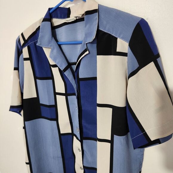 Allison Daley Blouse For Women Size 14 Blue Lightweight Shoulder Pads   B8 - Picture 2 of 9
